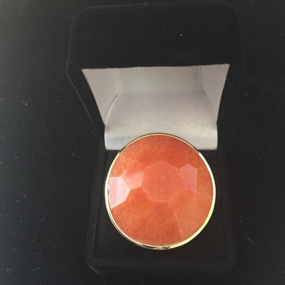Orange Quartzite 18k Yellow Gold/Bronze Ring Size5 - Picture 3 of 8